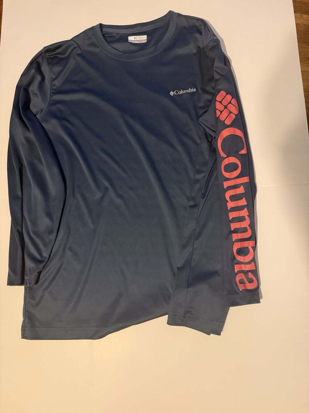 Columbia Men’s Long Sleeve Crew Neck Performance Logo Shirt Blue/Red L